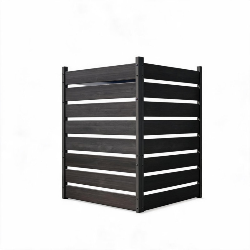 2-Panel Garden Privacy Screen, 96.5W x 127H cm Weatherproof Vinyl Partition with Aluminum Frame, No-Dig Decorative Fence for AC & Wheelie Bin Outdoor Concealment,Black