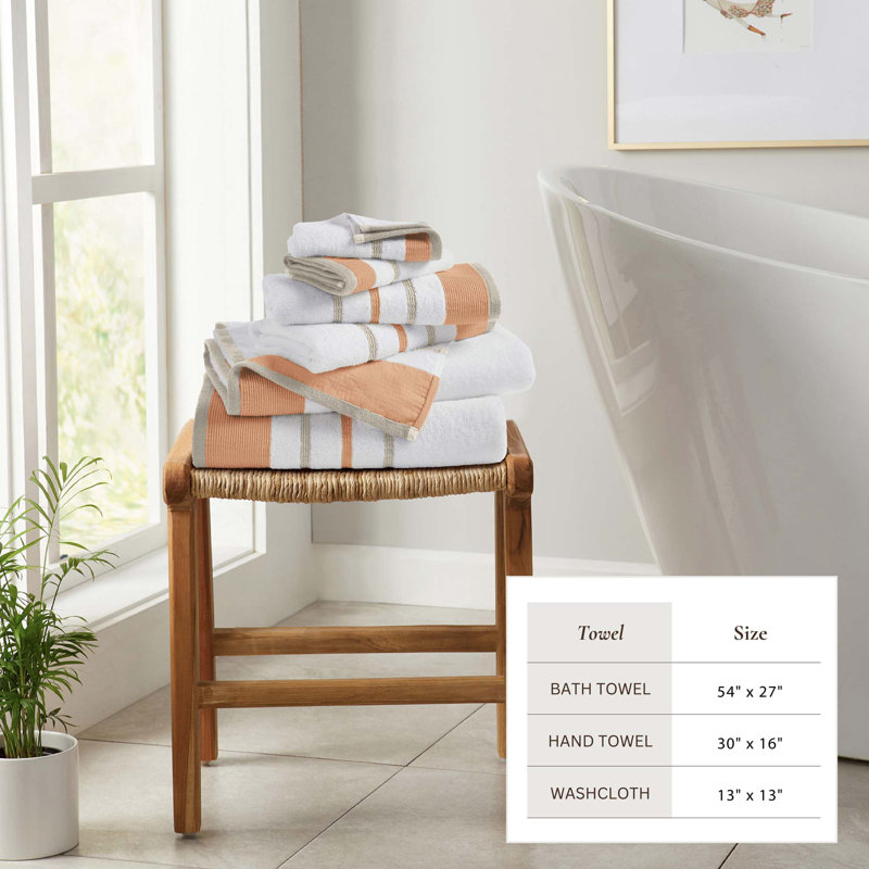Coton décoratif de luxe Deanthony, Ensemble 6 serviettes de bain, Argile / taupe