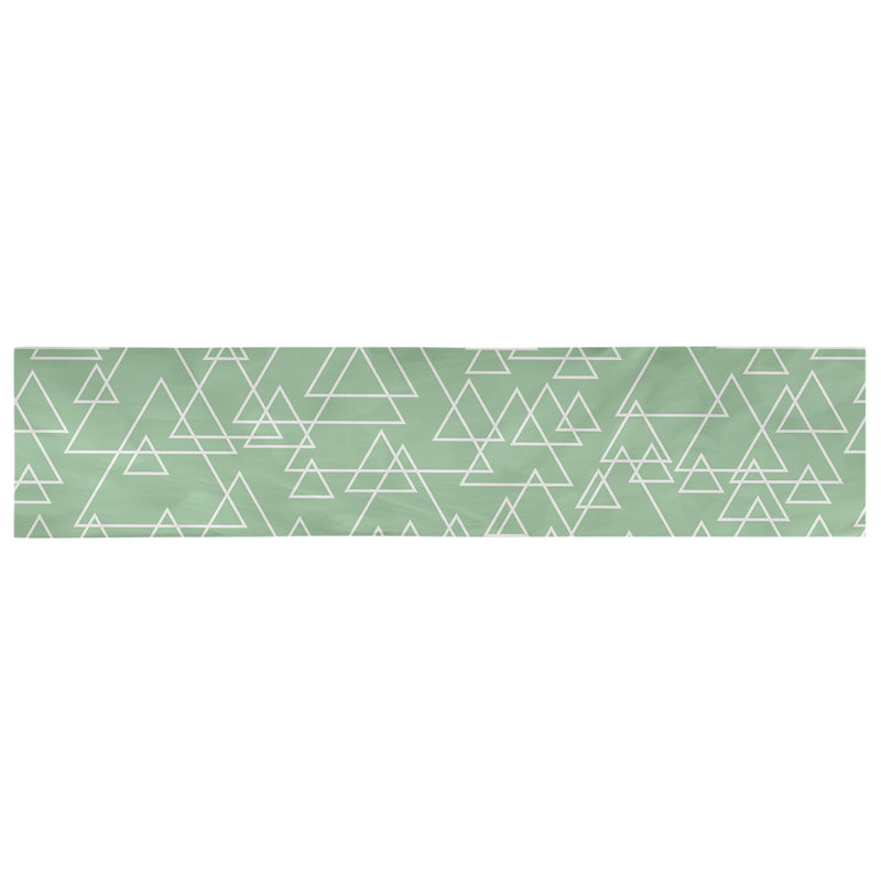 Chemin de table à triangle dispersé Avicia, 73,5 po x 17,5 po, Vert, Coton