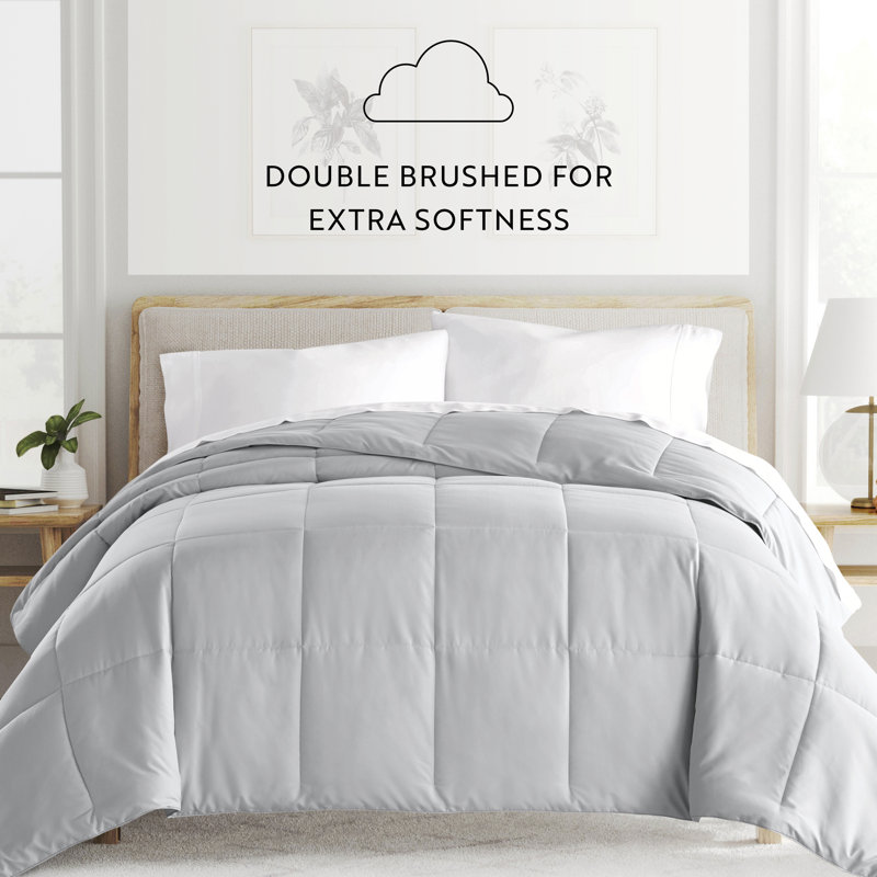 Twin Light Gray Down Alternative Microfiber Comforter Set