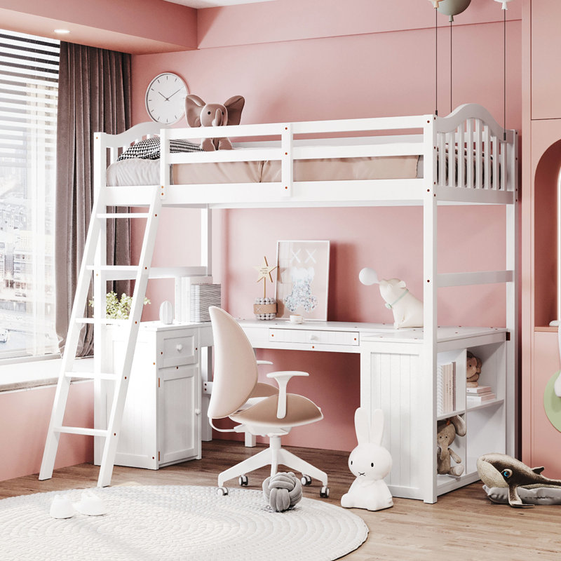Haninah Kids Twin Loft Bed with Drawers