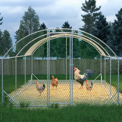 Large Metal Chicken Coop Run With Waterproof Anti-Uv Cover 1" Tube Dome Shaped Walk-In Fence Cage Hen House For Outdoor Yard Farm Use