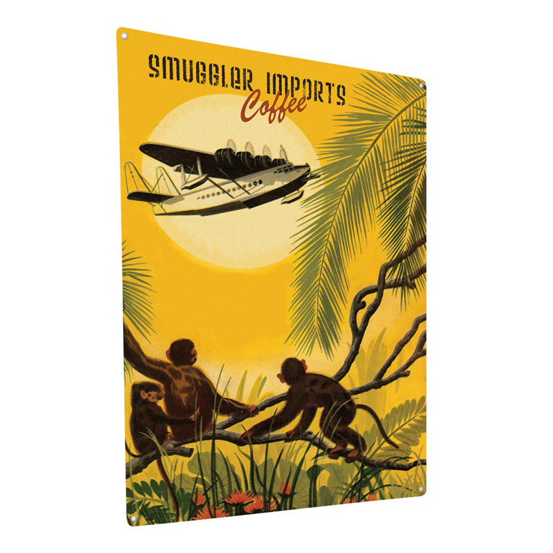 Smuggler Imports Coffee sur impression métallique, H 23,2 po x l 17,2 po x P 0,04 po