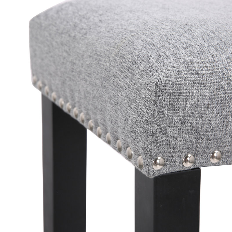 Tabouret de bar et de comptoir rembourré Jameson, Tabouret de bar (siège d'une hauteur de 29 po), Gris / Noir