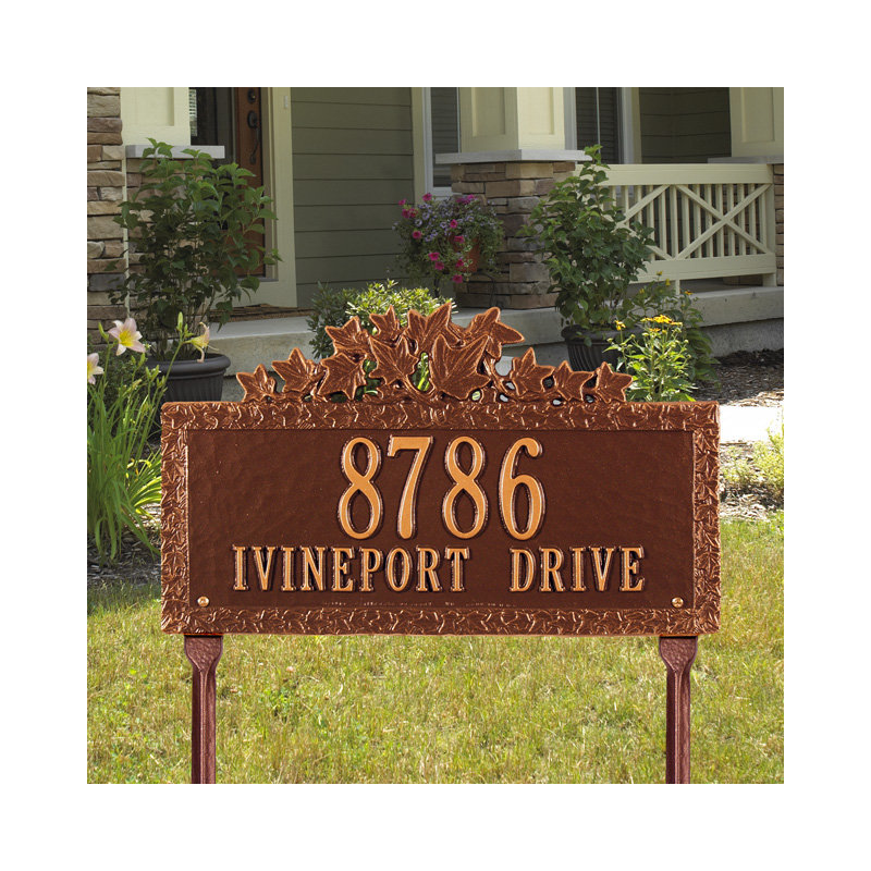 Plaque d'adresse sur 2 lignes Ivy, Cuivre antique, Oui