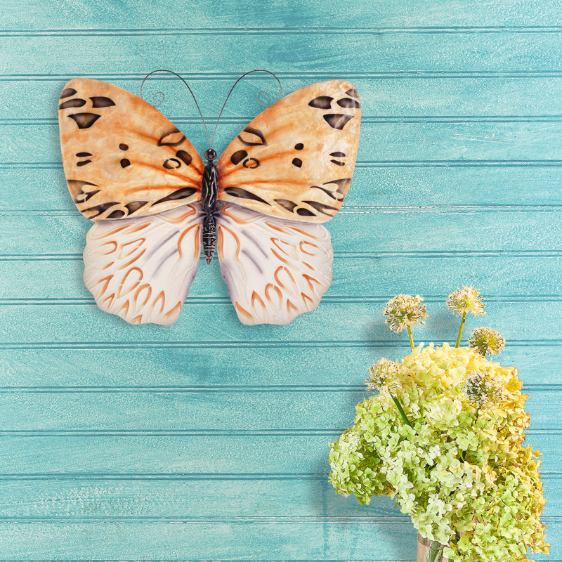 Hand-Painted Honey and White Capiz Butterfly Wall Decor