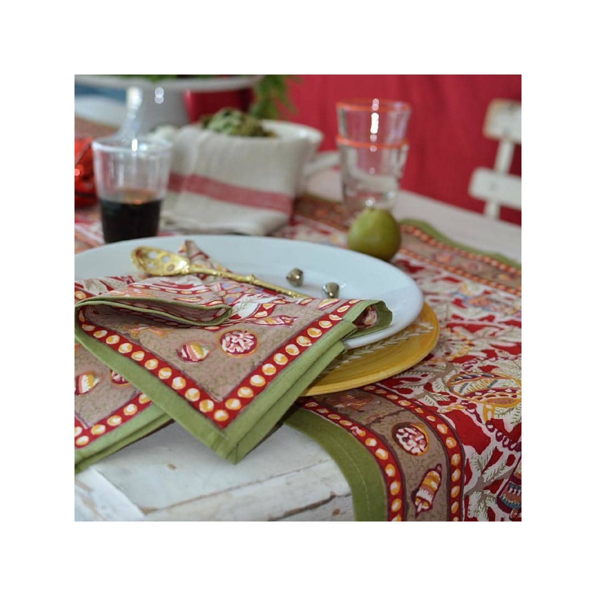Floral Christmas Table Runnner, 90" x 16"