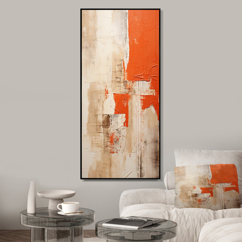 «Sunset Reverie Collage I», art mural abstrait, Cadre flottant noir, H 40 po x l 30 po