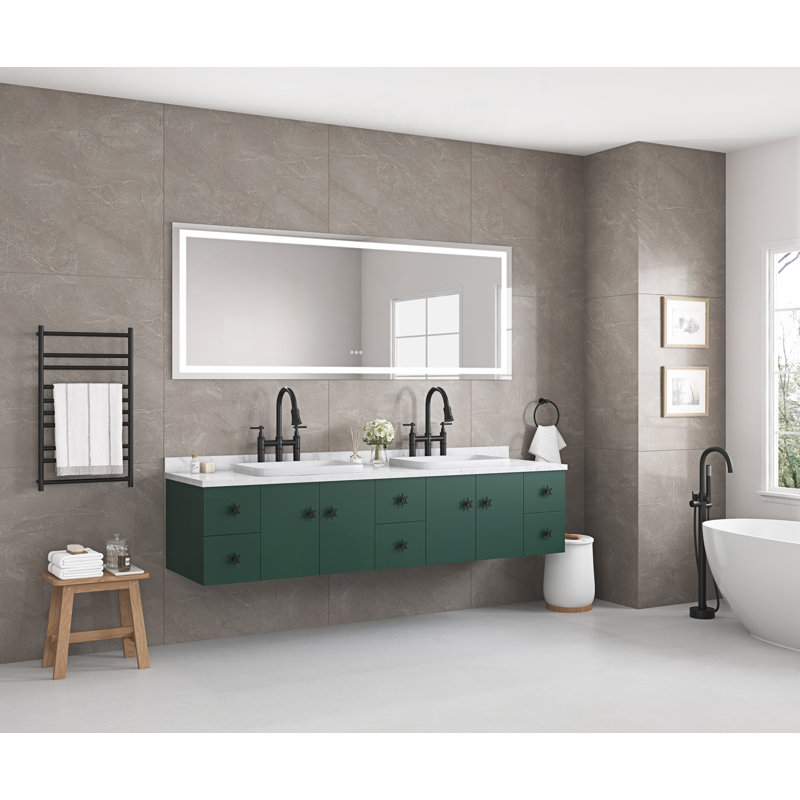 Miroir de salle de bain à DEL avec avant / rétroéclairage et antibuée, 72 po x 32 po