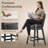 Vintage Upholstered Swivel Bar Stool with Solid Wood Legs-789327783