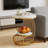 Bedside Table, End Table, Round Side Table With Shelf