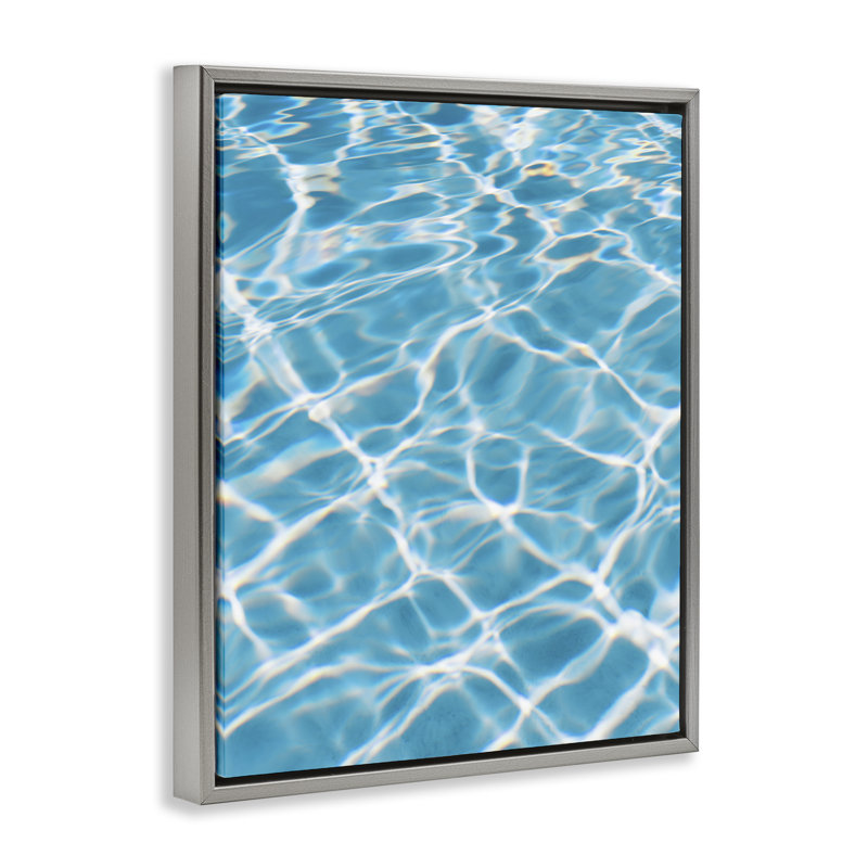 «Summer Water Reflection» par Justine Milton, H 31 po x l 25 po, Cadre flottant gris lustré