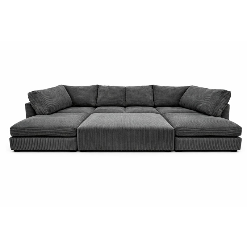 7 Seater Corduroy Sofa Bed, Charcoal