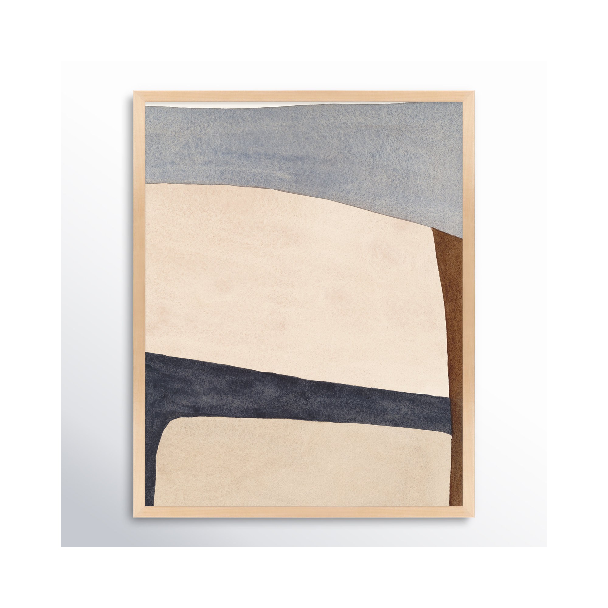 Divided By Blue 1 by Julia Balfour, 25" H x 20" W x 1.25" D, Brown, White Framed