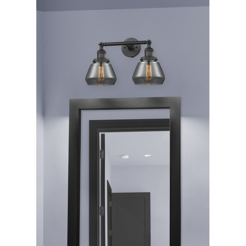 Éclairage pour meuble-lavabo 2 lumières rétro Lasseter, DEL, Plaqué couleur fumée, Noir mat