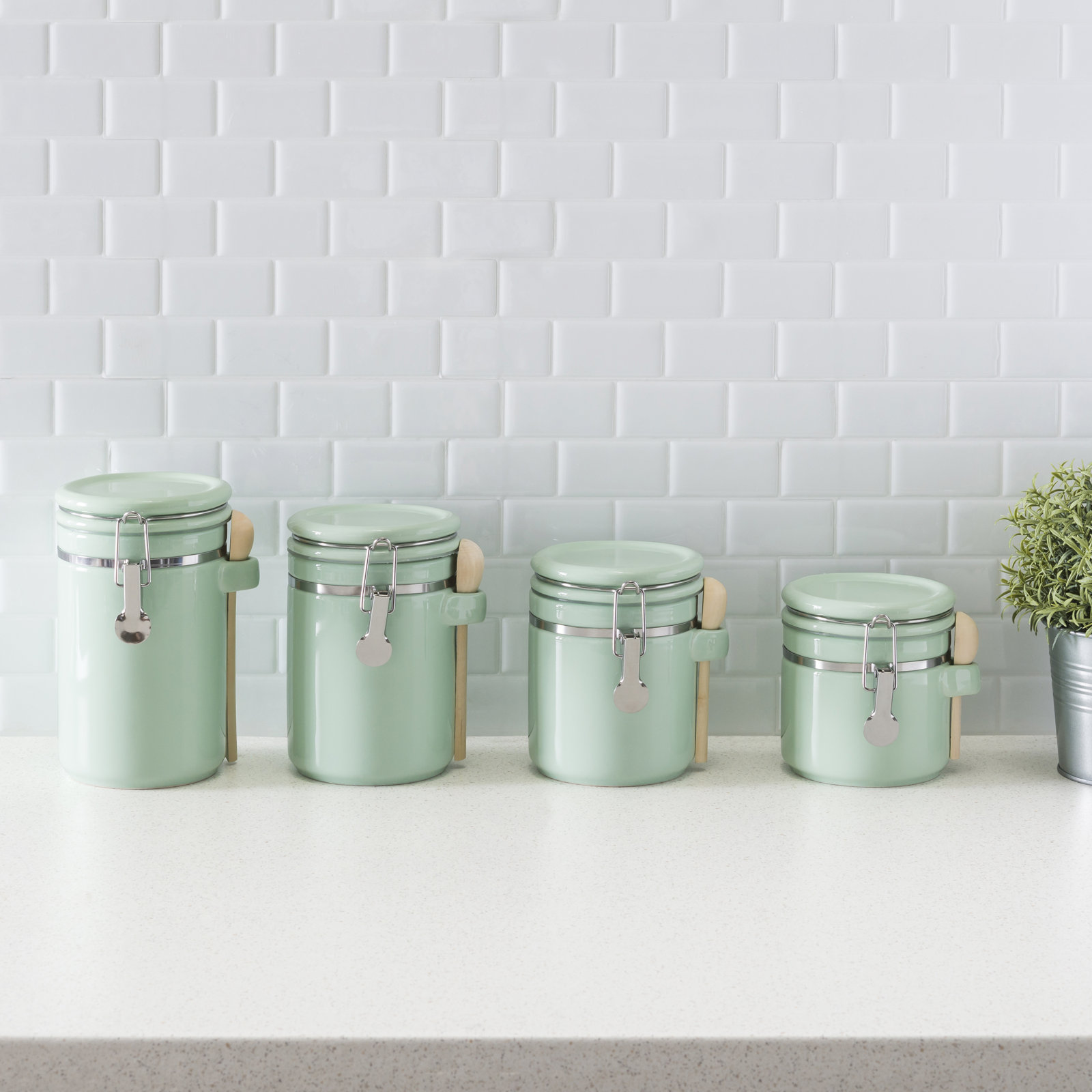 Glass Canister - Set of 4, Mint