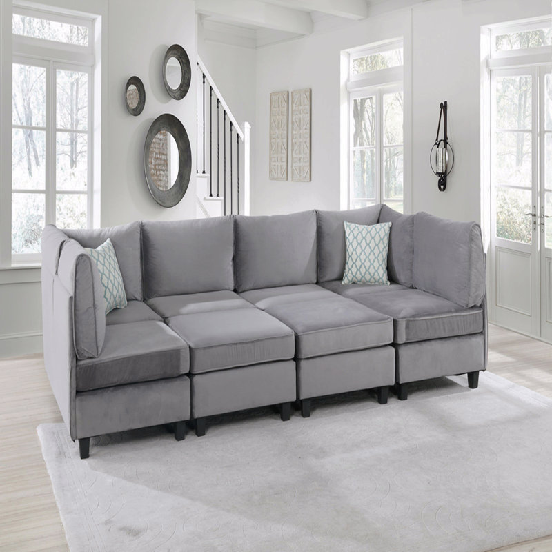 Canapé modulaire en velours 120 po 8 pièces 120 po
