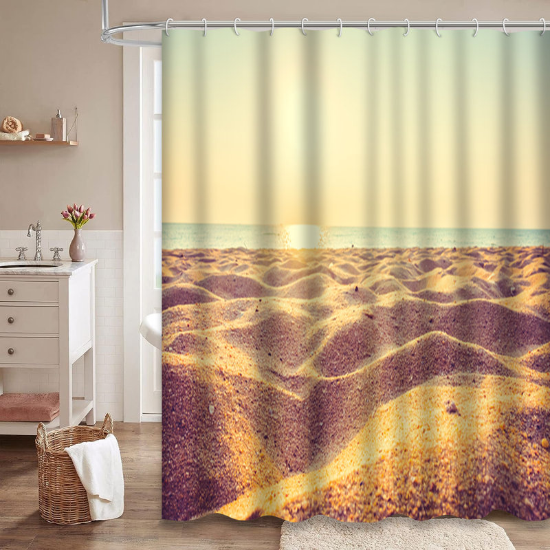 Rideau de douche avec 12 crochets Beautiful Beach Sand Sea Sunset, L 72 po x l 84 po