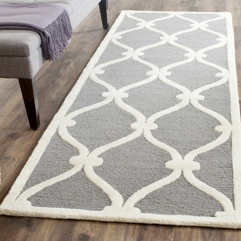 Neva Geometric Wool Hand Woven Area Rug, Runner 76 x 244 cm