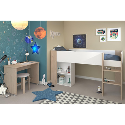 Veun European Single (90 X 200 Cm) Mid Sleepers with Storage Included with Desk Included
