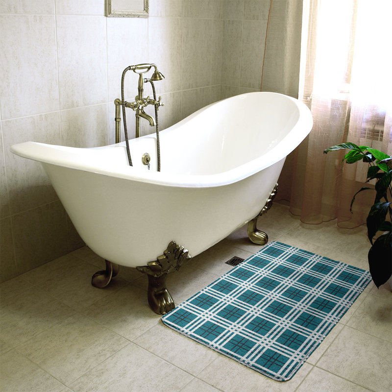 Tapis pour salle de bain Tampa Bay, l 17 po x L 24 po, Teal/White