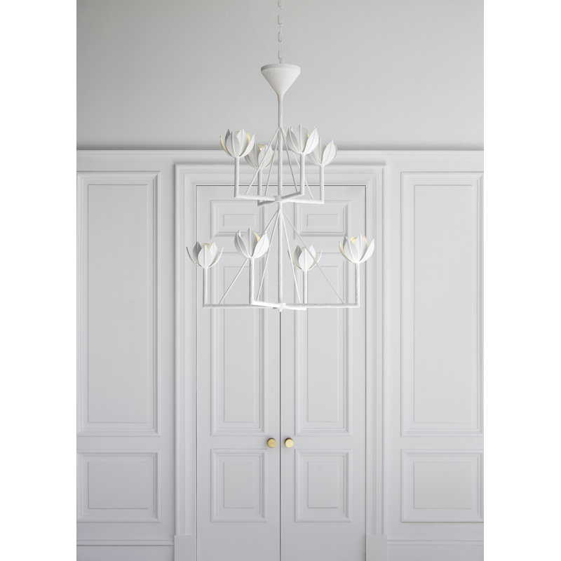 Julie Neill Alberto Medium Two Tier Chandelier, Plaster White, 58.5" H x 49" W x 49" D