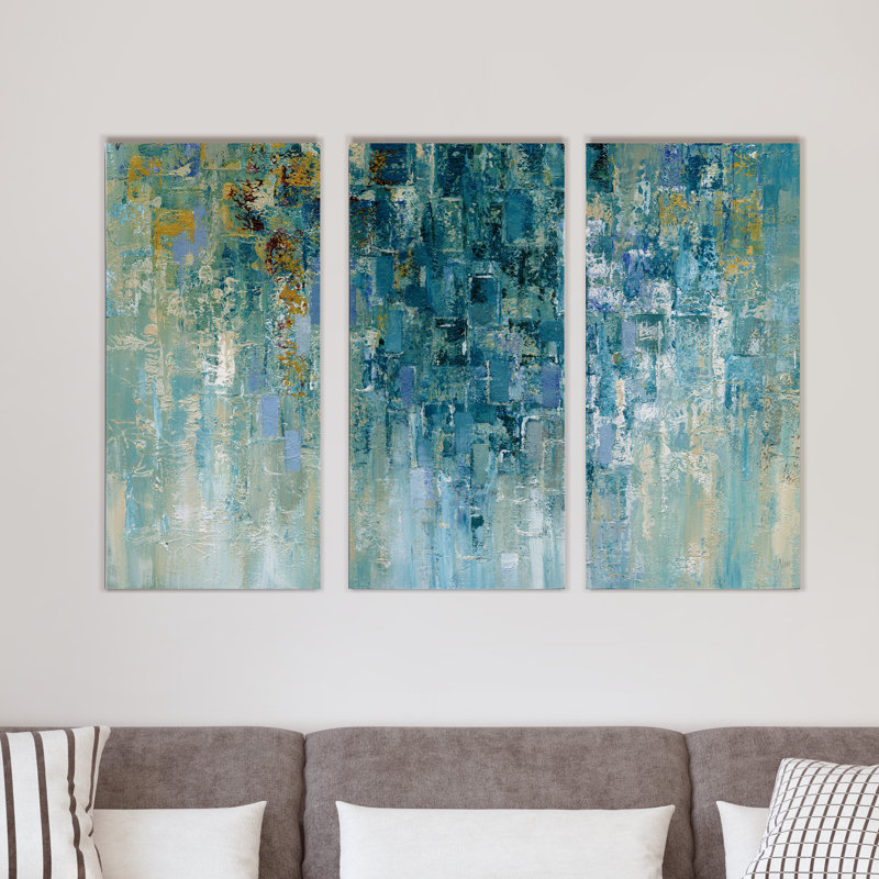 «I Love the Rain», ensemble de 3 reproductions d'art sur toiles, H 24 po x l 36 po x P 1,5 po