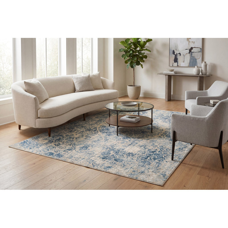 Tapis oriental gris / ivoire Grisby, Rectangle 7 pi 10 po x 10 pi 10 po