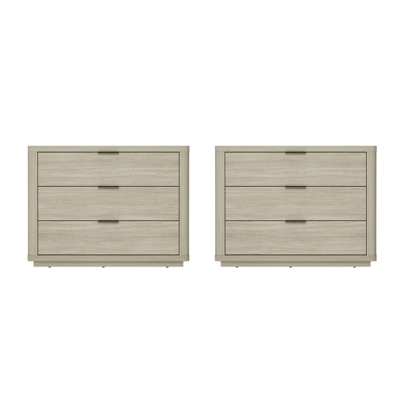 Ringwald 32 Nightstand 4.0 with 3 Full Extension Drawers, Natural, Set of 2