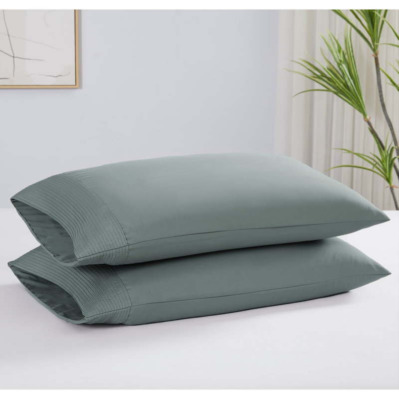 Ensemble de 2 taies d'oreiller à ourlet plissé Vilano Springs de Southshore Fine Linens, couleur sarcelle, en microfibre doublement brossée 110 g/m², infroissable et lavable à la machine, format King/California King