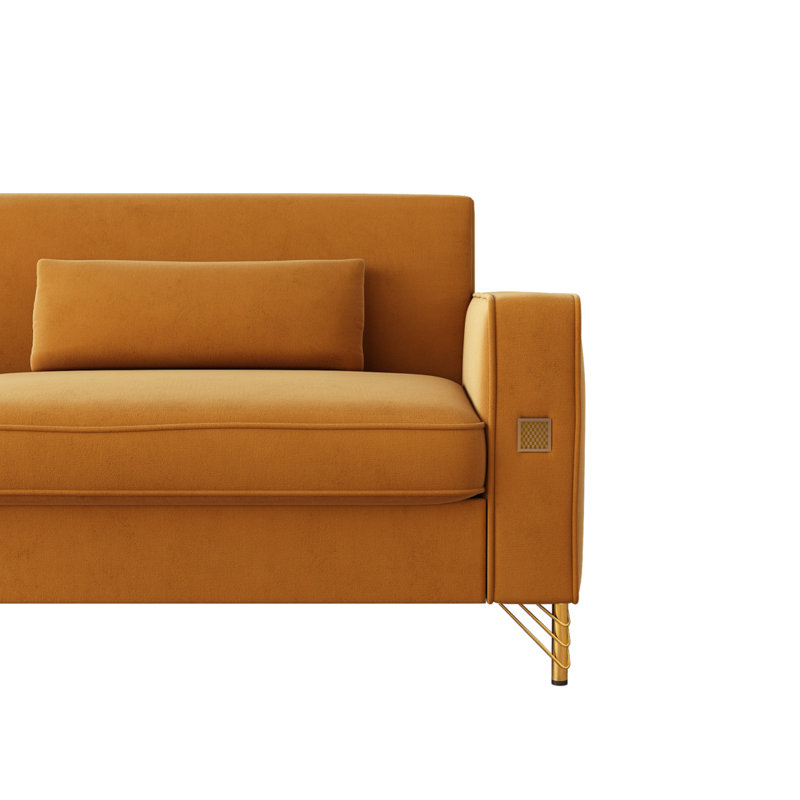 Canapé Lucian Luxe avec détails dorés, Orange