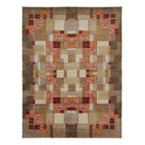 Art Deco Hand Knotted Wool Geometric Area Rug
