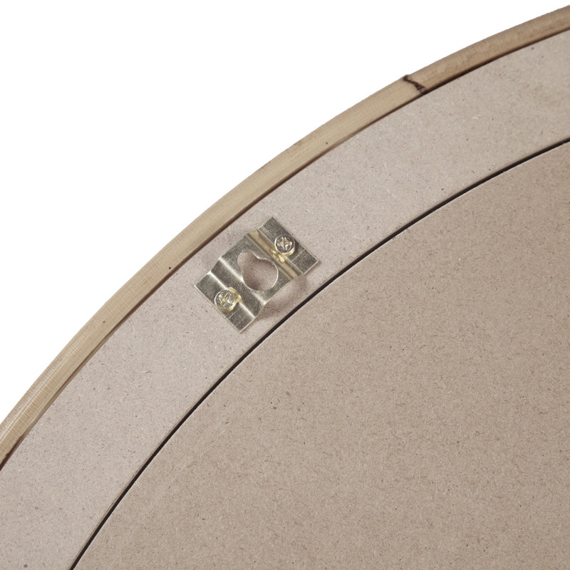 Natural Rattan Round Wall Mirror with Gold Finish
