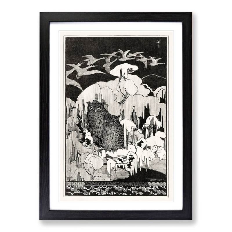 Owls at Winter by Theo Van Hoytema - Framed Print, 65cm H x 48cm W x 2cm D, Black Framed