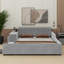 Lit tapissier double Ilyne, lit pour mère et enfant avec bureau de chevet et petit tabouret rond-131025354-168072809