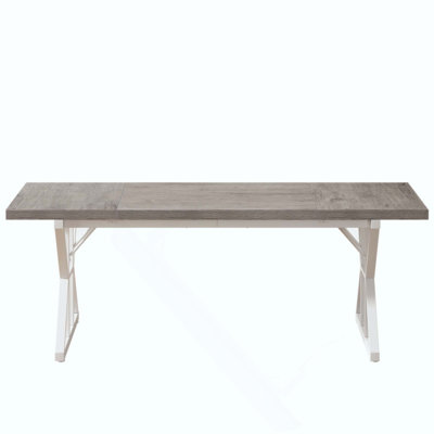 Farmhouse Dining Table For 6, Rectangular Kitchen Table With X-Trestle Metal Legs, Wood Top Dinner Table For Dining Room