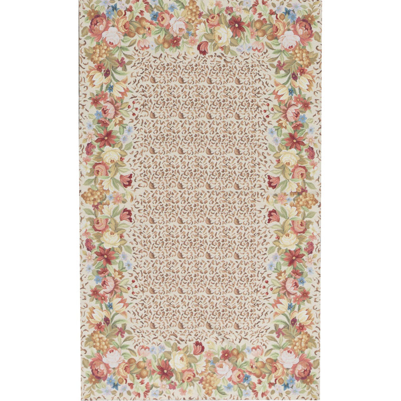 Tapis orange et vert clair noué à la main de haute qualité