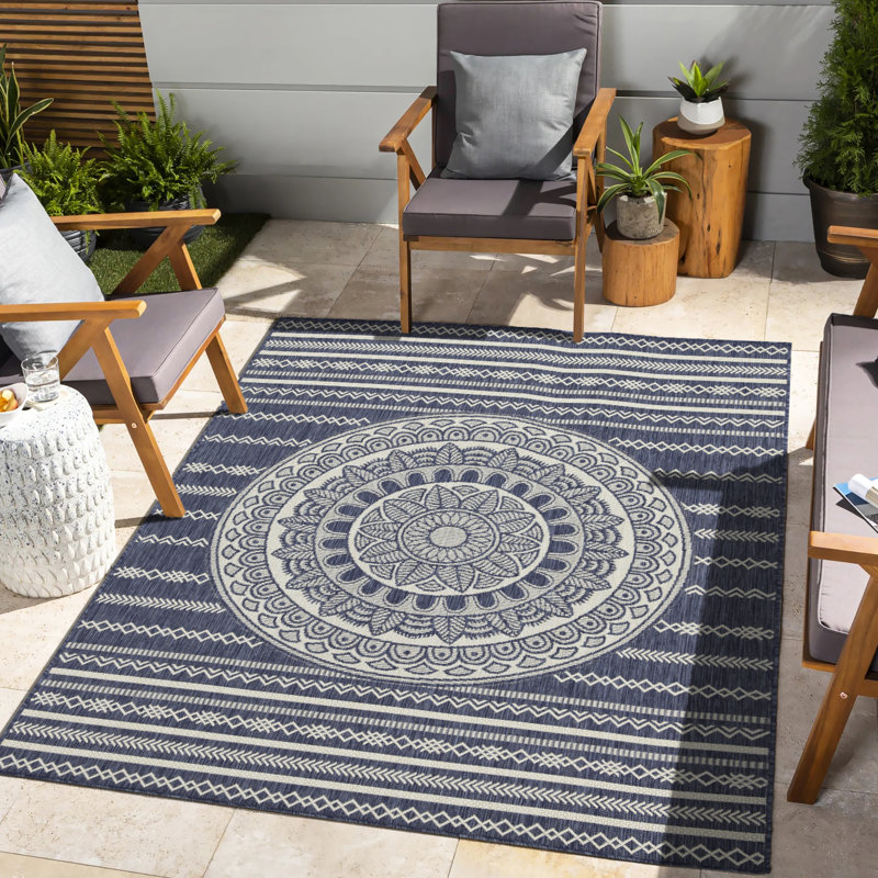 Sunshine Gchar2016 Blue 5 Ft. 3 In. X 7 Floor Rug - Indoor/Outdoor, Polypropylene, And Stain Area Mat, Rectangle 5'1" x 7'1"