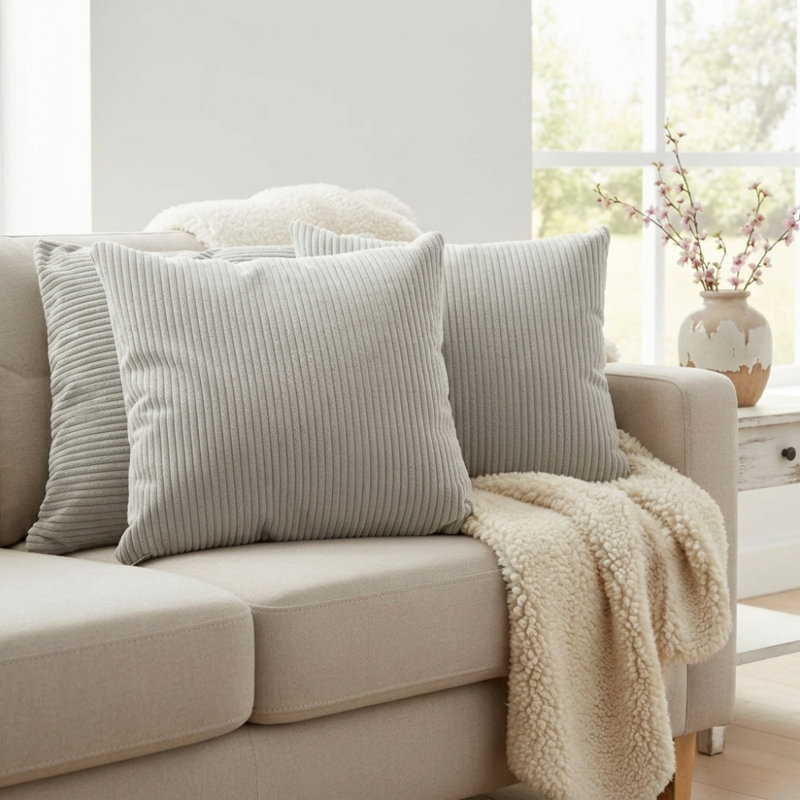 Nayely Square Throw Pillow Cover, Grey