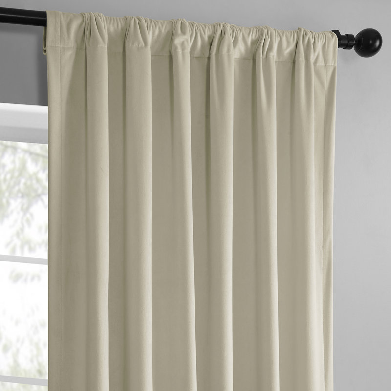 Winnette Simply Velvet Room Darkening Curtains 2 Panels Set - Velvet Window Curtains, 50" W x 108" L, Light Ivory