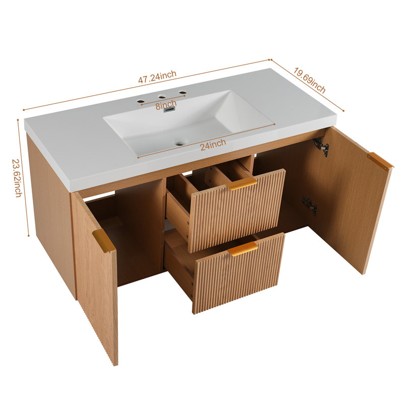 47.24" Wall-Mounted Single Bathroom Vanity With Smc Top