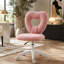 Mignon fauteuil de bureau sans accoudoirs, fauteuil de travail réglable en hauteur pour ordinateur, fauteuil de coiffeuse en molleton avec roues pivotantes, rose