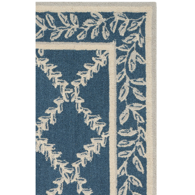 Jonsson Hand Hooked Wool Pile Geometric Rug, Rectangle 5'3" x 8'3"