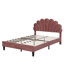 Lit plateforme tapissier double avec tête de lit en velours à motif floral-1825760461
