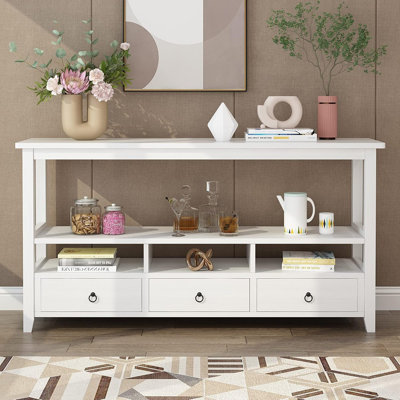 Console avec tiroirs et tablettes - blanc