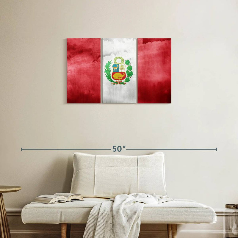 Drapeau délavé du Pérou, H 20 po x l 33 po