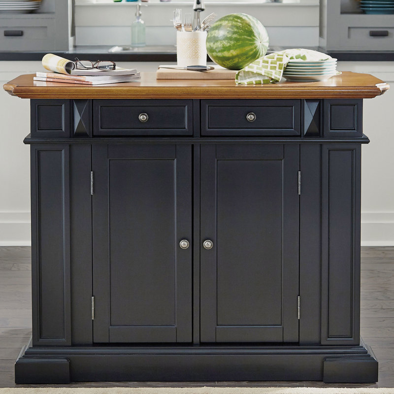Seddon 49.75'' Wide Kitchen Island, Rich Multi Step Ebony