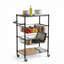 Rolling Utility Cart 4-Tier Storage Cart with Handle Bar & 2 Removable Baskets Bathroom Storage for Kitchen, Dining Room, Living Room, Bathroom, Black