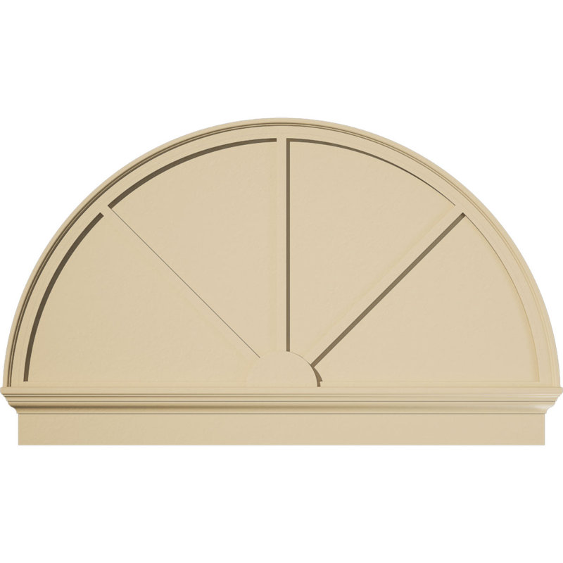 Demi-rond signature fronton en uréthane, brun clair apprêté, 54 po x 33,75 po x 2,75 po, Combinaison, 3 rayons