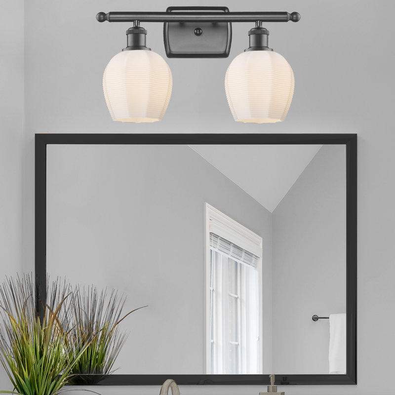 Éclairage pour meuble-lavabo à 2 lumières à intensité variable Annastaziah, Bronze huilé